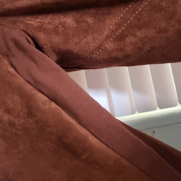 SL8 vegan leather Faux Suede Moto Jacket - Luxe in Rust Orange- Small - Picture 9 of 10